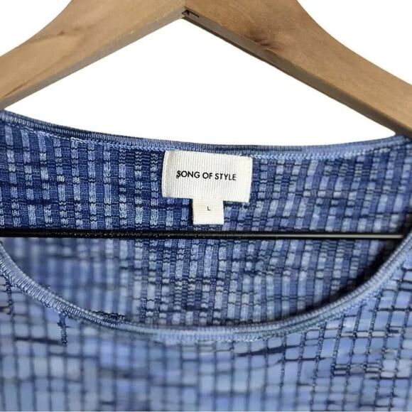 Song of Style Women's Mick Knit Mini Dress - Size Large Blue Long Sleeve Bodycon - Picture 5 of 10